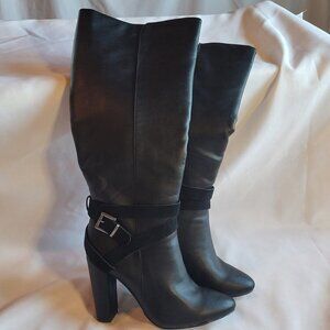 Black Heeled Boot Justfab Dosha Women's Size 9